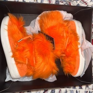 Moon Boot Vibrant Orange Fur Winter Boots